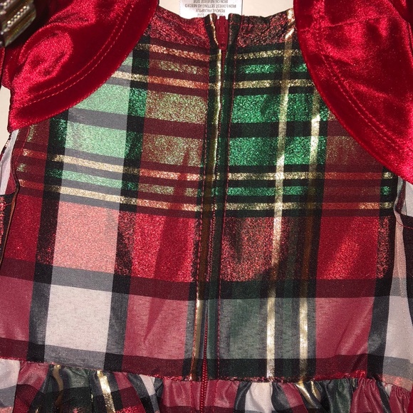 Plaid Holiday toddler dress with red bolero jacket - Picture 6 of 6